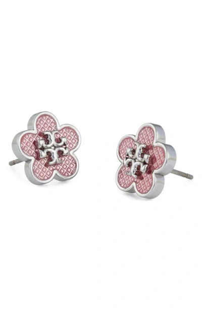 Tory Burch Kira Flower Stud Earrings In Metallic