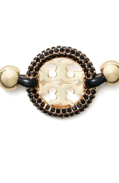 Tory Burch Miller Logo Medallion Slide Bracelet In Black