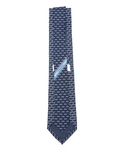 Ferragamo Race-patterned Tie In Blue