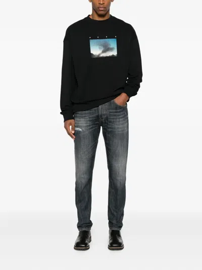 Hugo Boss Graphic Crew Neck Sweatshirt In Black