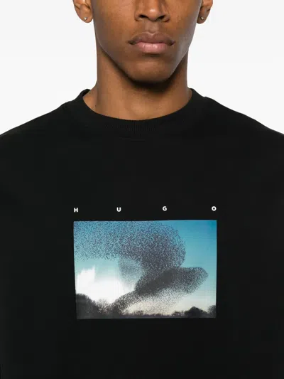 Hugo Boss Graphic Crew Neck Sweatshirt In Black