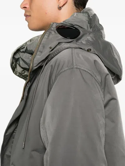 C.p. Company Micro Kei Hooded Drawstring Coat In Gray