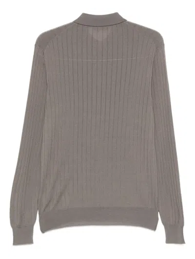 Dell'oglio Ribbed Polo Shirt In Brown