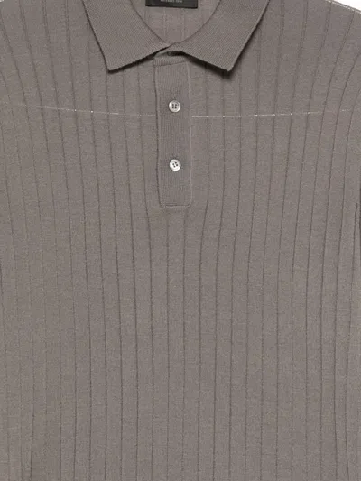 Dell'oglio Ribbed Polo Shirt In Brown