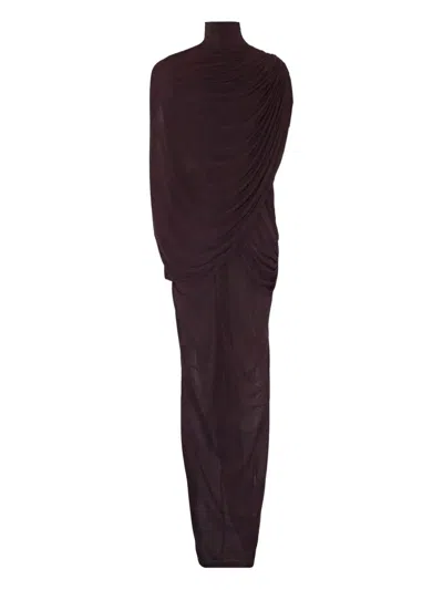 Francesco Murano High-neck Draped Dress In Brown