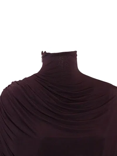 Francesco Murano High-neck Draped Dress In Brown