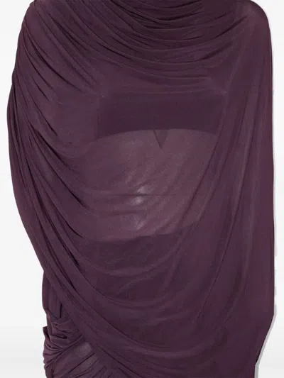 Francesco Murano High-neck Draped Dress In Brown