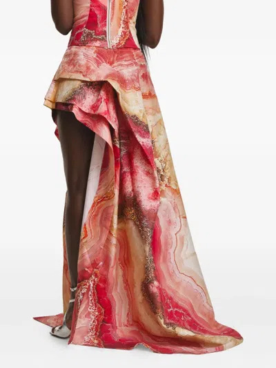 Irina Voinea Printed Asymmetrical Maxi Skirt In Multi