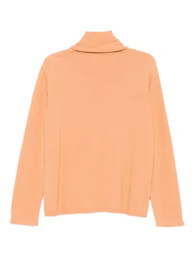 Le Tricot Perugia Turtleneck Long-sleeves Sweater In Orange