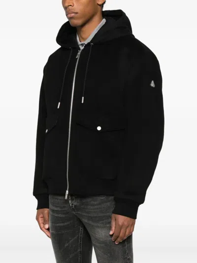Moose Knuckles Ellington Bomber Jacket With Removable Hooded Insert In Black