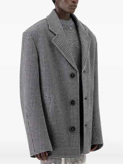 Coperni Houndstooth Buttoned Jacket In Gray