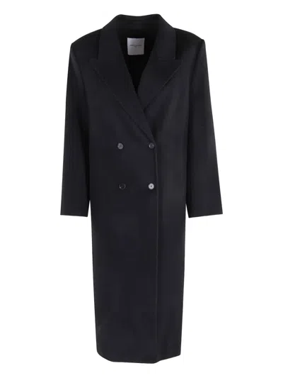Isabelle Blanche Peak-lapel Double-breasted Coat In Black