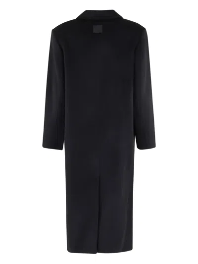 Isabelle Blanche Peak-lapel Double-breasted Coat In Black