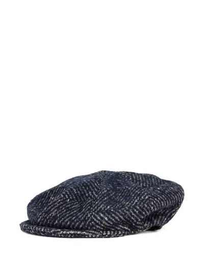 Catarzi Herringbone Beret In Blue