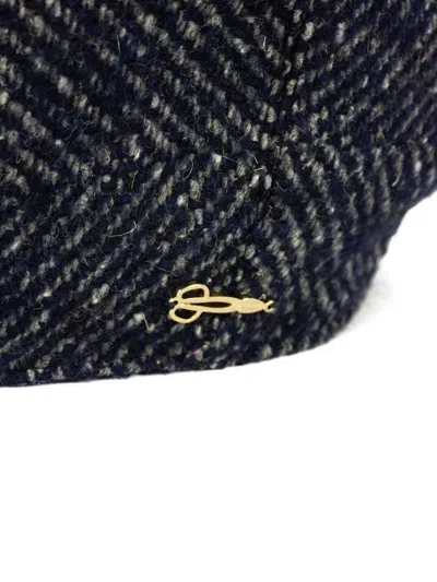 Catarzi Herringbone Beret In Blue
