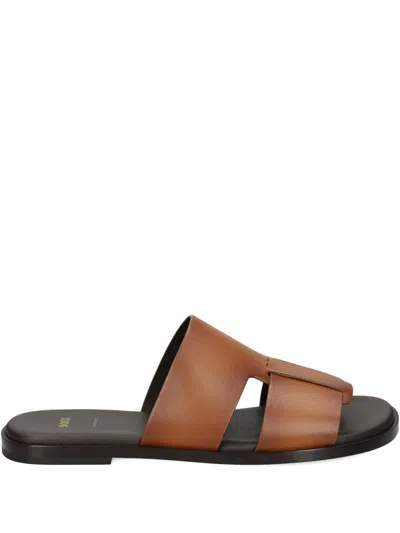 Hugo Boss Woven Flat Sandals In Brown