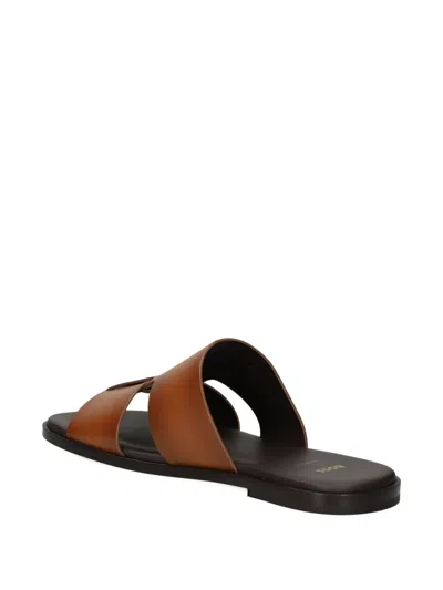 Hugo Boss Woven Flat Sandals In Brown