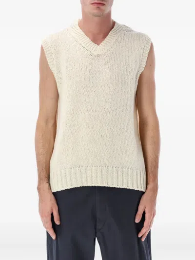 Howlin' Sleeveless V-neck Knit Vest In Neutral