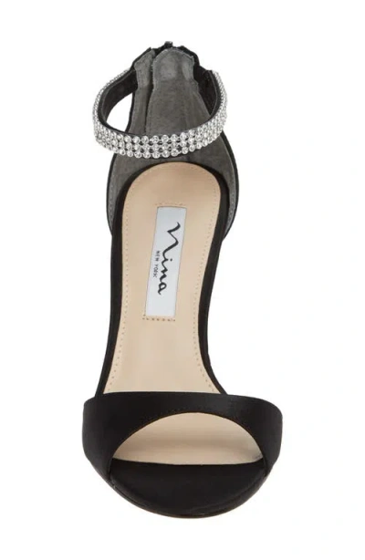 Nina Volanda Womens Satin Embellished Dress Sandals In Black