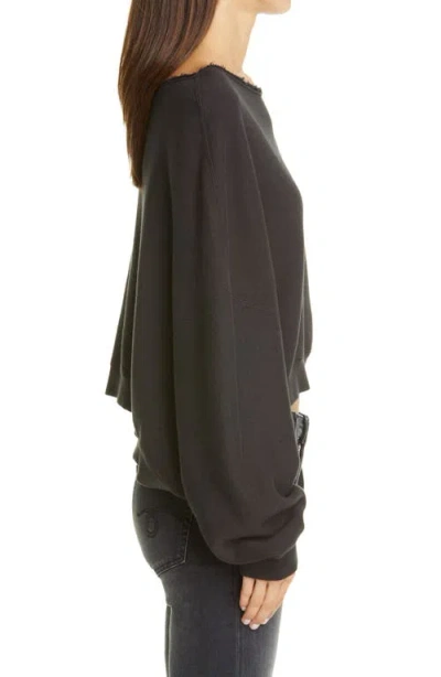 R13 Patti Asymmetric Puff-sleeve Off-the-shoulder Sweatshirt In Black