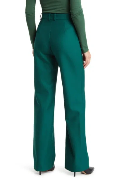 Hugo Boss Boss Tireka Virgin Wool Flare Trousers In Green