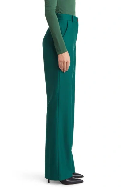 Hugo Boss Boss Tireka Virgin Wool Flare Trousers In Green