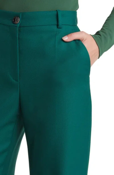 Hugo Boss Boss Tireka Virgin Wool Flare Trousers In Green