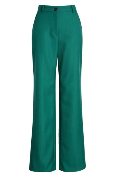 Hugo Boss Boss Tireka Virgin Wool Flare Trousers In Green