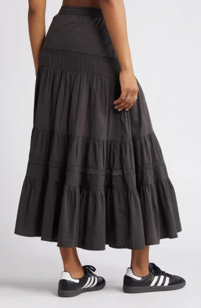 Bp. Tiered Cotton Maxi Skirt In Gray
