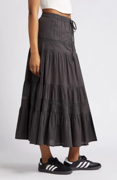 Bp. Tiered Cotton Maxi Skirt In Gray