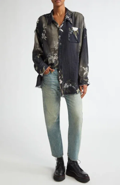 R13 Romeo Distressed Straight Leg Jeans In Blue