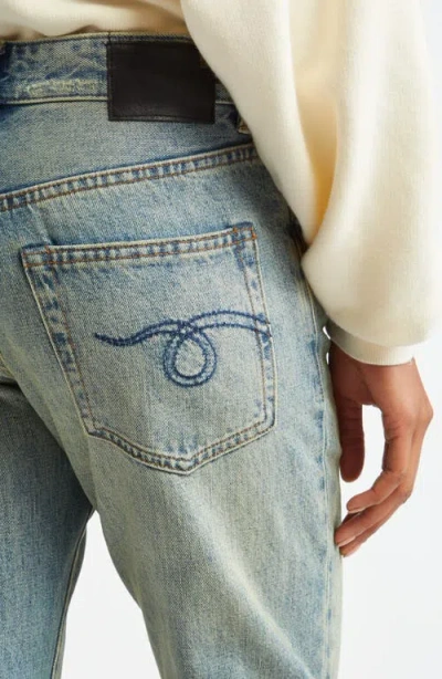 R13 Romeo Distressed Straight Leg Jeans In Blue