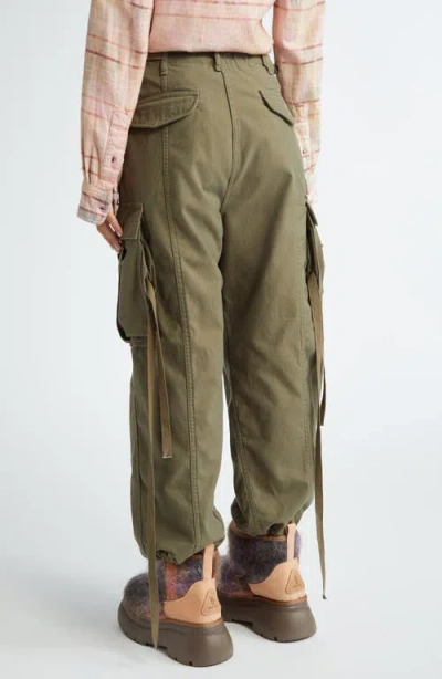 R13 Khaki Cropped Cargo Trousers In Green