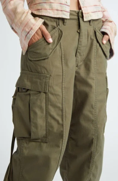 R13 Khaki Cropped Cargo Trousers In Green