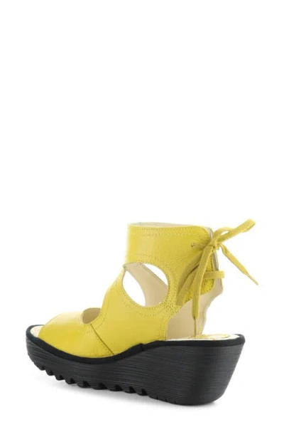 Fly London Yulp Platform Wedge Sandal In Yellow