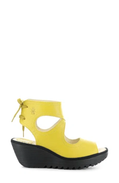 Fly London Yulp Platform Wedge Sandal In Yellow