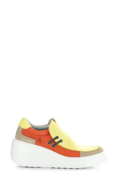 Fly London Davy Platform Wedge Sneaker In Yellow