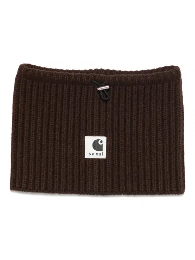 Sacai X Carhartt Wip Ribbed Neck Warmer In Black
