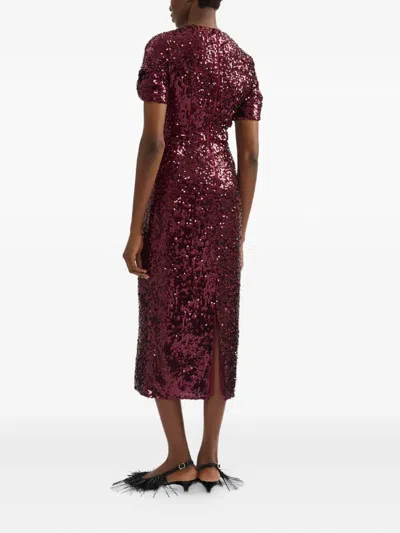 Erdem Embellished Sequined Georgette Midi Dress In Red