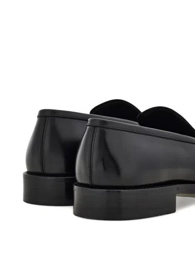 Ferragamo Leather Penny Loafers In Black