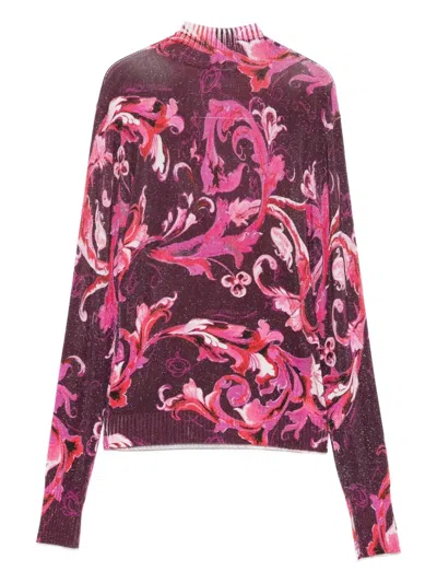 Versace Jeans Couture Floral High-neck Top In Multi