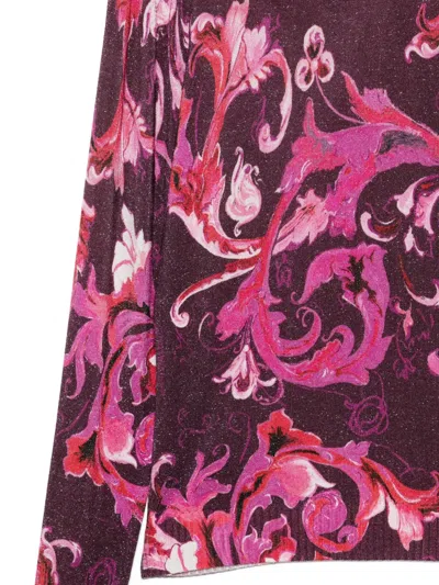 Versace Jeans Couture Floral High-neck Top In Multi