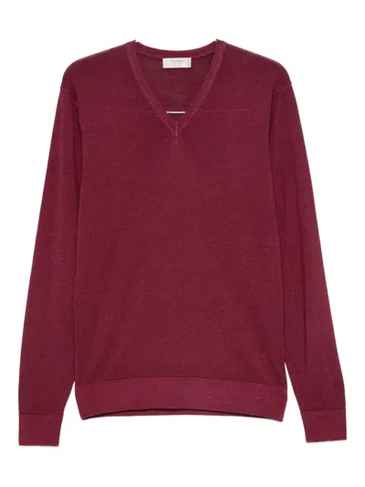 Ferrante V-neck Sweater In Burgundy