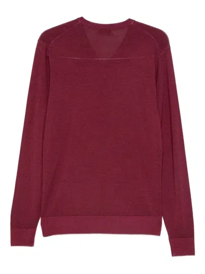 Ferrante V-neck Sweater In Burgundy