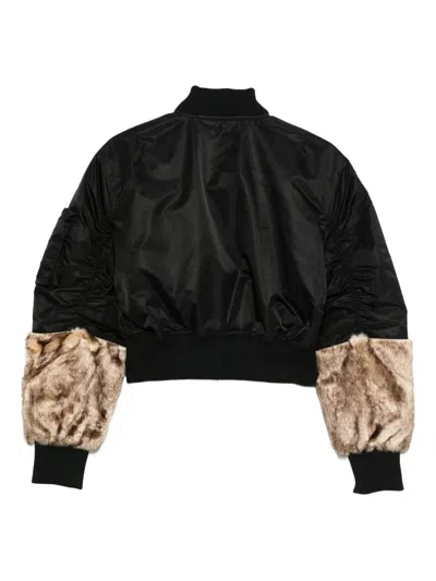 Jakke Jenki Faux-fur Trim Bomber Jacket In Black