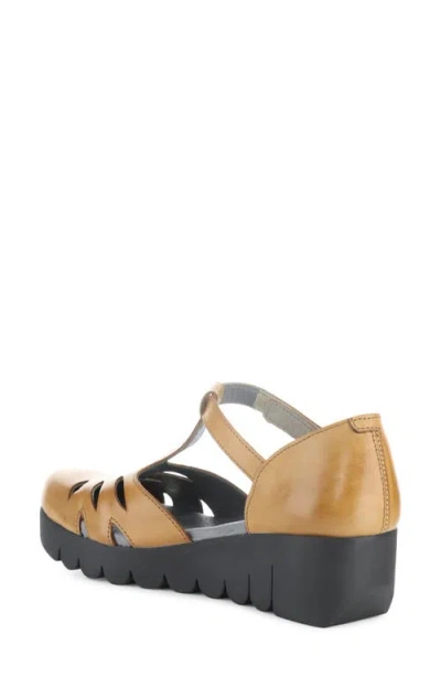 Fly London Velt Platform Wedge Fisherman Sandal In Gold