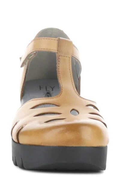 Fly London Velt Platform Wedge Fisherman Sandal In Gold