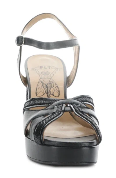 Fly London Ezui Ankle Strap Platform Sandal In Black