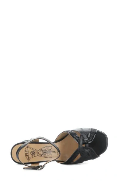 Fly London Ezui Ankle Strap Platform Sandal In Black