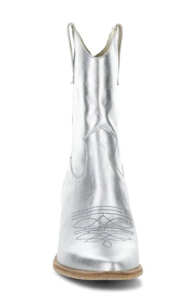 Fly London Wofy Pointed Toe Western Boot In Silver